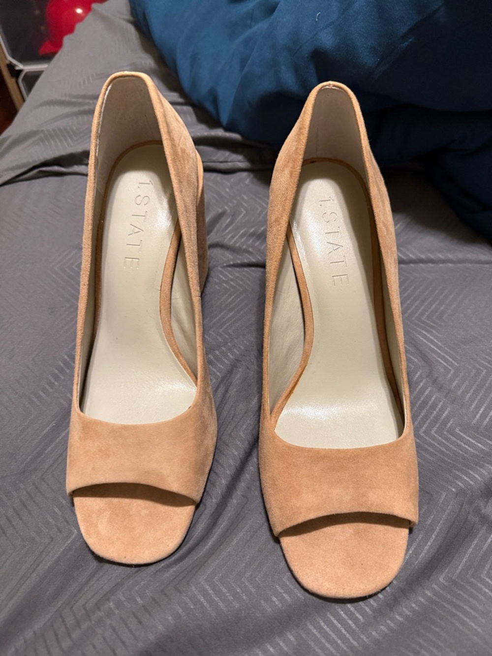 1. State Suede Open-Toe Pump in Tan